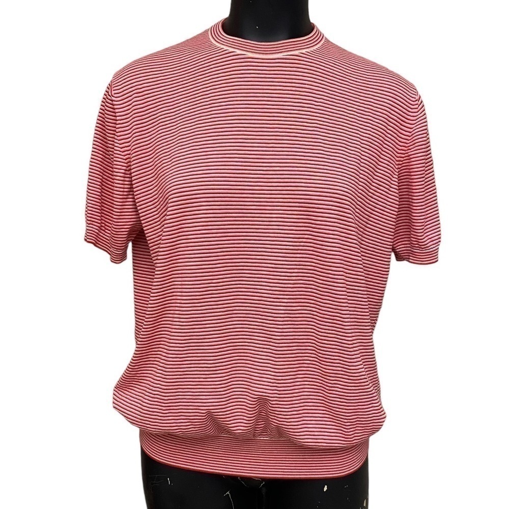 Gentry Portofino Red White Stripe Cotton Knit Top Size Large